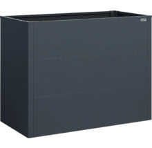 Jardinière surélevée rectangulaire en métal anthracite de Weka avec trois panneaux horizontaux.