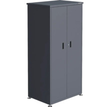 Armoire métallique Weka à deux portes, anthracite, verrouillable, avec poignées noires et pieds réglables.