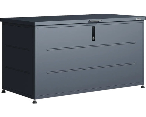 Weka Gartenbox aus Metall in Anthrazit, abschliessbare rechteckige Aufbewahrungstruhe.