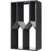 Étagère à vin métallique anthracite de weka avec séparateurs verticaux et tablettes inclinées.