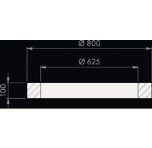 Maßzeichnung eines Rings mit Aussendurchmesser 800, Innendurchmesser 625 und Höhe 100.