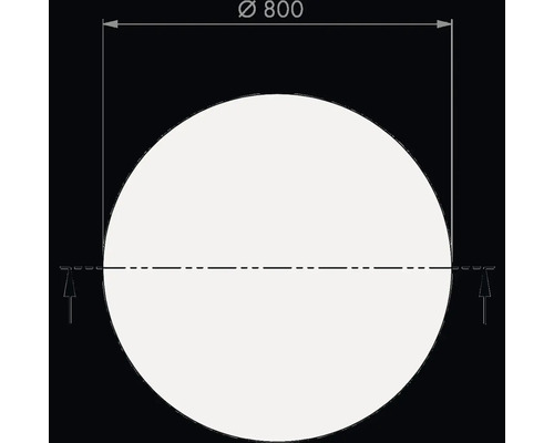 Technische Zeichnung eines runden Produkts mit einem Durchmesser von 800 Millimetern.