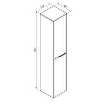 Croquis coté d une armoire haute avec les dimensions 1633 millimètres de hauteur, 320 millimètres de largeur et 328 millimètres de profondeur.