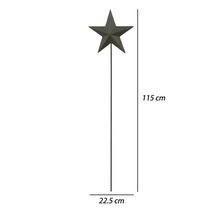 Gartenstecker mit fünfzackigem Stern aus Metall, Höhe 115 Zentimeter, Breite 22,5 Zentimeter.