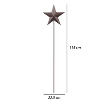 Gartenstecker Stern aus Metall, Höhe 115 Zentimeter, Breite 22,5 Zentimeter.