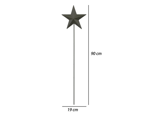 Gartenstecker Stern aus Metall, 90 Zentimeter hoch und 19 Zentimeter breit.