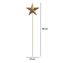 Gartenstecker Stern aus Metall, goldfarben, Breite 19 Zentimeter, Höhe 90 Zentimeter.