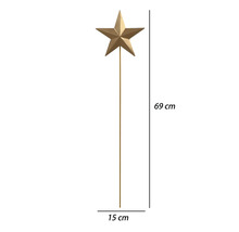 Gartenstecker mit goldenem Stern, Höhe 69 Zentimeter, Breite 15 Zentimeter.