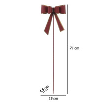 Dekorative rote Schleife am Stab mit goldenem Rand, Höhe 71 Zentimeter, Breite 15 Zentimeter, Tiefe 4,5 Zentimeter.
