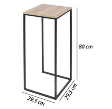 Blumensäule mit Metallgestell und Holzplatte, Höhe 80 Zentimeter, Breite 29,5 Zentimeter, Tiefe 29,5 Zentimeter.