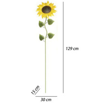 Gartenstecker in Form einer Sonnenblume, Höhe 129 Zentimeter, Breite 30 Zentimeter, Tiefe 15 Zentimeter.