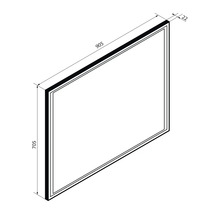 Dessin technique d'un panneau rectangulaire : 905 millimètres de largeur, 705 millimètres de hauteur et 22 millimètres de profondeur.