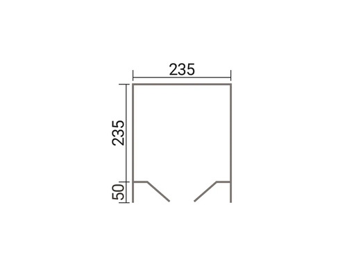 Dessin technique avec les dimensions d un élément de cadre carré d une largeur de 235 centimètres et d une hauteur de 285 centimètres