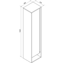 Schéma avec dimensions d une armoire haute de salle de bain: hauteur 1665 millimètres, largeur 320 millimètres et profondeur 380 millimètres.