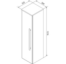 Dessin technique d un meuble haut avec dimensions 325 par 304 par 1216 millimètres et poignée de porte verticale.