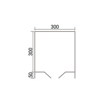 Dessin technique d'un élément carré avec des dimensions en millimètres de 300 par 350 millimètres.