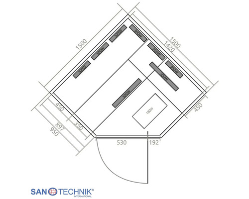 Infrarotkabine Sanotechnik Deluxe 150x150x200 cm