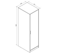 Dessin technique d'une armoire à une porte avec dimensions : hauteur 1882 millimètres, largeur 651 millimètres, profondeur 500 millimètres.