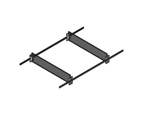 Kit de séparation transversale pour tiroirs comprenant deux barres et deux parois de séparation réglables avec clips de fixation.