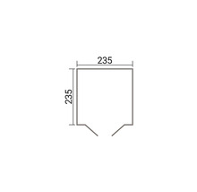 Dessin technique d une forme carrée avec des dimensions de 235 par 235 millimètres et une ouverture en bas.