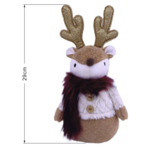 Weihnachts-Plüschrentier mit glitzerndem Geweih, weissem Pullover und weinrotem Schal, Höhe 29 Zentimeter.