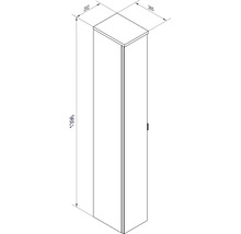 Dessin technique d une armoire haute avec dimensions : hauteur 1396 millimètres, largeur 265 millimètres, profondeur 202 millimètres.