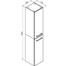 Dessin technique d'un meuble de salle de bain haut avec deux portes, hauteur 1620 millimètres, largeur 300 millimètres, profondeur 318 millimètres.