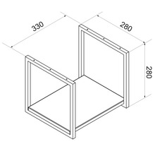 Dessin technique d'une étagère avec une largeur de 330 millimètres, une profondeur de 280 millimètres et une hauteur de 280 millimètres.