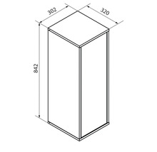 Dessin technique d'un meuble avec une hauteur de 842 millimètres, une largeur de 320 millimètres et une profondeur de 302 millimètres.