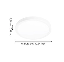 Plafonnier rond et plat d un diamètre de 27,80 centimètres et d une hauteur de 2,50 centimètres.