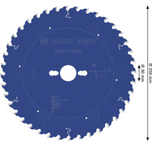 Lame de scie circulaire bleue Bosch Expert Wood pour le bois, diamètre 250 millimètres, alésage 30 millimètres, Bosch Logo.