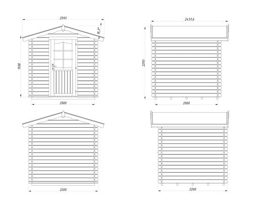 Gartenhaus Palmako Vivian 3,8 m² inkl. Fussboden 254 x 240 cm natur