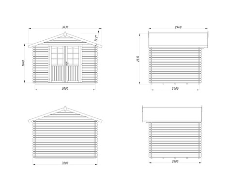 Gartenhaus Palmako Vivian 6,9 m² inkl. Fussboden 363 x 290 cm Tauchgrundiert braun