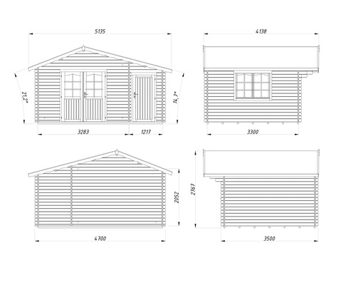 Gartenhaus Palmako Emma 14,2 m² inkl. Fussboden 513 x 410 cm natur