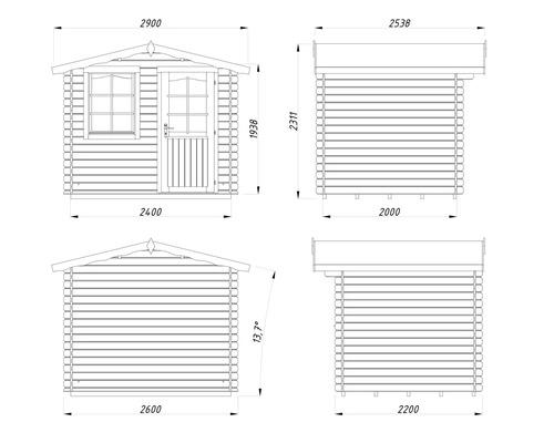 Gartenhaus Palmako Emma 4,6 m² inkl. Fußboden 290 x 250 cm braun