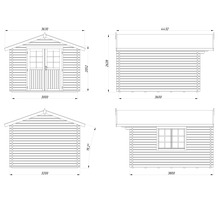 Gartenhaus Palmako Sally 10,2 m² inkl. Fussboden und Vordach 362 x 440 cm tauchgrundiert