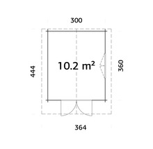 Gartenhaus Palmako Sally 10,2 m² inkl. Fussboden und Vordach 362 x 440 cm tauchgrundiert