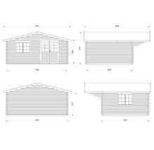 Gartenhaus Palmako Sally 19,1 m² inkl. Fussboden und Vordach 577 x 560 cm tauchgrundiert braun