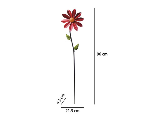 Gartenstecker Windrad Lafiora Sonnenblume Metall H 96 cm rot