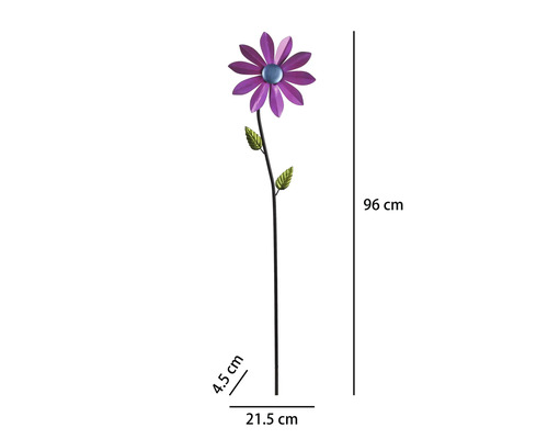 Gartenstecker Windrad Lafiora Sonnenblume Metall H 96 cm lila