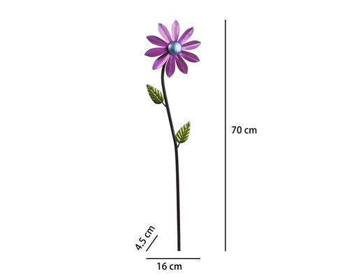 Gartenstecker Windrad Lafiora Sonnenblume Metall H 70 cm lila