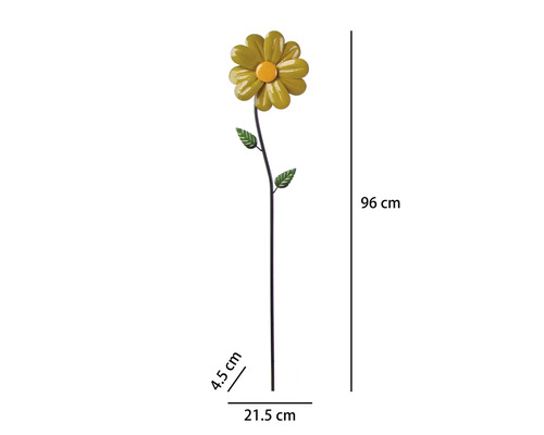 Gartenstecker Windrad Lafiora Blume Metall H 96 cm gelb