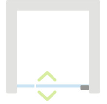 Symbol für eine absenkbare Bodendichtung an einer Tür.