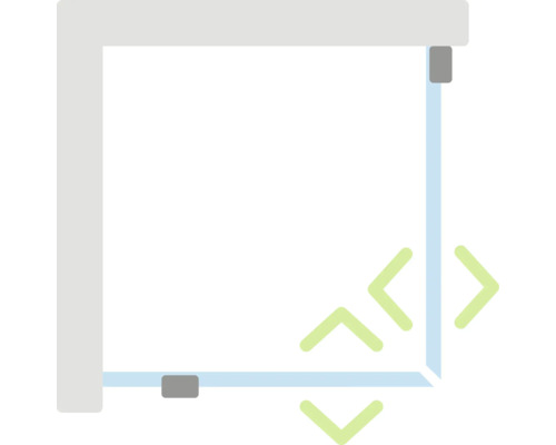 Symbol zur Darstellung der Verstellbarkeit einer Duschkabine in der Ecke