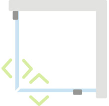 Schematische Darstellung des Verstellbereichs einer Duschkabine