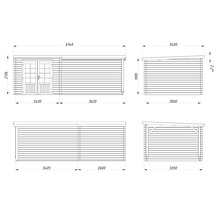 Gartenhaus Palmako Ella 6,9+10 m² 614 x 340 cm hellgrau-weiss