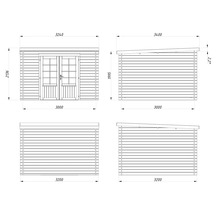 Gartenhaus Palmako Ella 8,7 m² 323 x 340 cm dunkelgrau-weiss