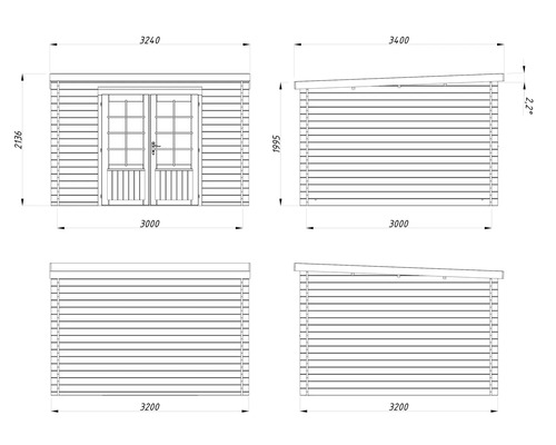 Gartenhaus Palmako Ella 8,7 m² 323 x 340 cm dunkelgrau-weiss