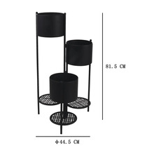Porte-plantes en métal à trois niveaux, hauteur 81,5 centimètres et diamètre 44,5 centimètres pour plantes d'intérieur.
