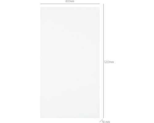 Plaque rectangulaire avec dimensions 600 millimètres par 1200 millimètres par 56 millimètres